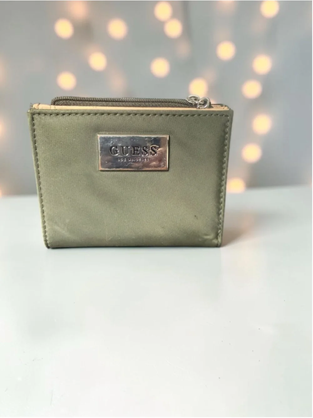 GUESS Los Angeles Olive Green Zip Wallet | Nylon Organizer Wallet Y2K